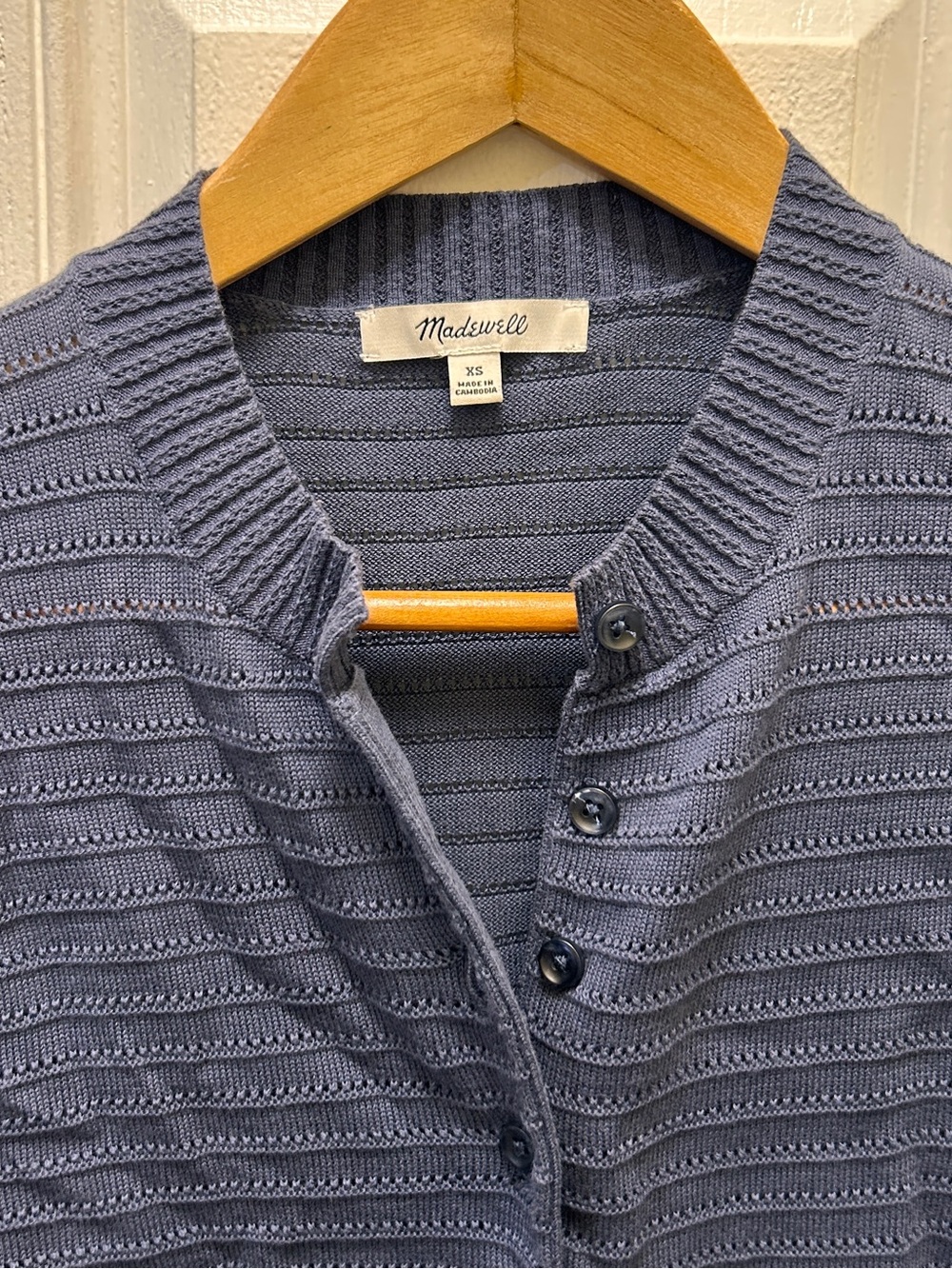 Madewell Men's Slate-Gray Textured Knit Button Cardigan